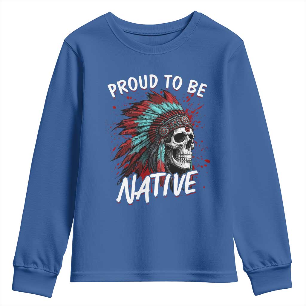 Proud To Be Native Youth Sweatshirt Native American Skull Headdress Graphic