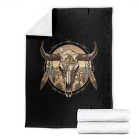Southwestern Desert Bull Skull Throw Blanket Rustic Western Feather Emblem