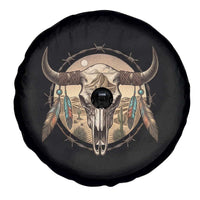 Southwestern Desert Bull Skull Spare Tire Cover Rustic Western Feather Emblem