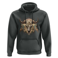 Southwestern Desert Bull Skull Hoodie Rustic Western Feather Emblem