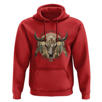 Southwestern Desert Bull Skull Hoodie Rustic Western Feather Emblem
