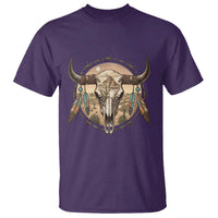 Southwestern Desert Bull Skull T Shirt Rustic Western Feather Emblem