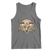 Southwestern Desert Bull Skull Tank Top Rustic Western Feather Emblem