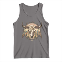 Southwestern Desert Bull Skull Tank Top Rustic Western Feather Emblem