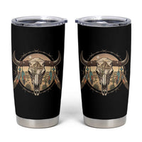 Southwestern Desert Bull Skull Tumbler Cup Rustic Western Feather Emblem