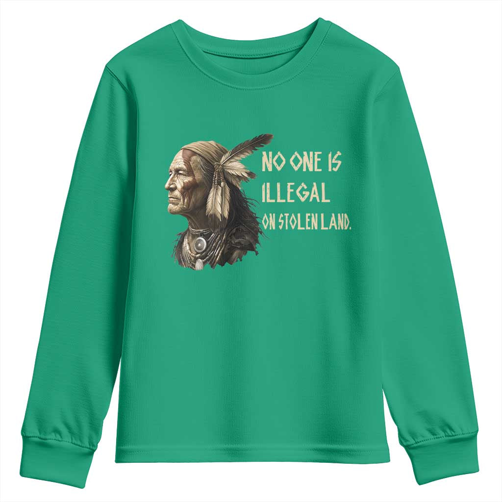 Indigenous Peoples Day Gift Youth Sweatshirt No One Is Illegal On Stolen Land