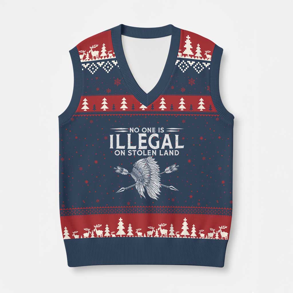 Honor Indigenous Peoples V-Neck Knit Sweater Vest No One Is Illegal On Stolen Land