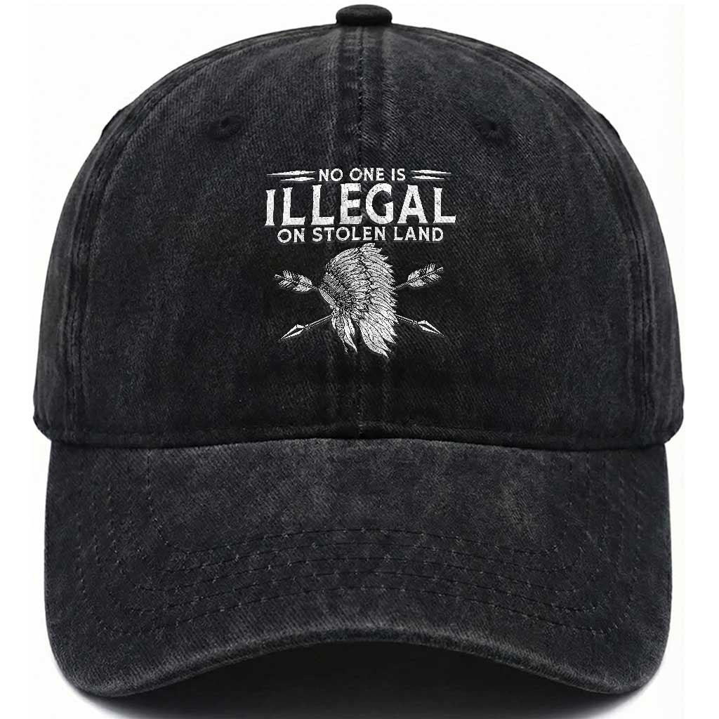 Honor Indigenous Peoples Washed Cotton Baseball Cap No One Is Illegal On Stolen Land