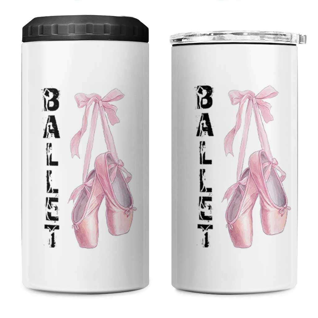 Ballerina Pointe Shoes 4 in 1 Can Cooler Tumbler Gift For Cute Ballet Girl