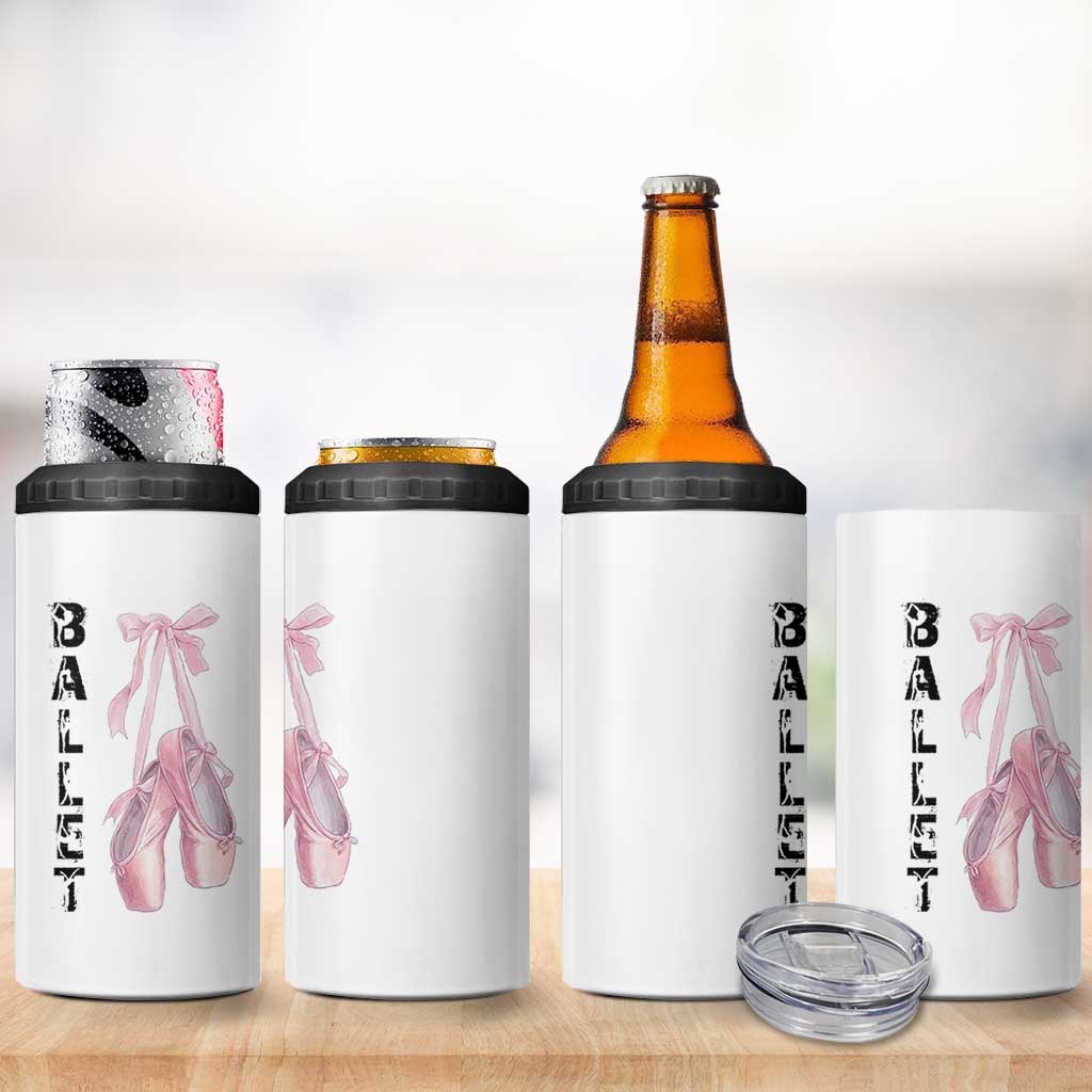 Ballerina Pointe Shoes 4 in 1 Can Cooler Tumbler Gift For Cute Ballet Girl