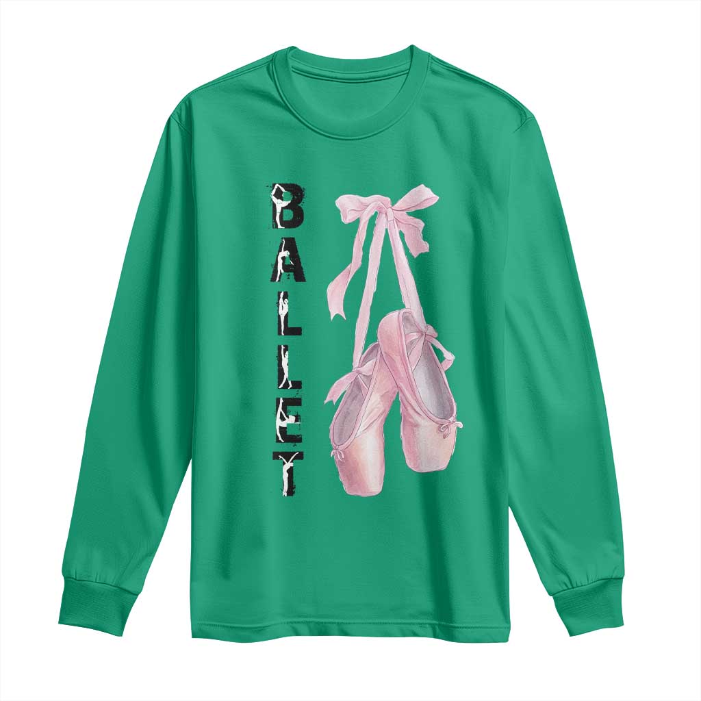 Ballerina Pointe Shoes Long Sleeve Shirt Gift For Cute Ballet Girl - Wonder Print Shop