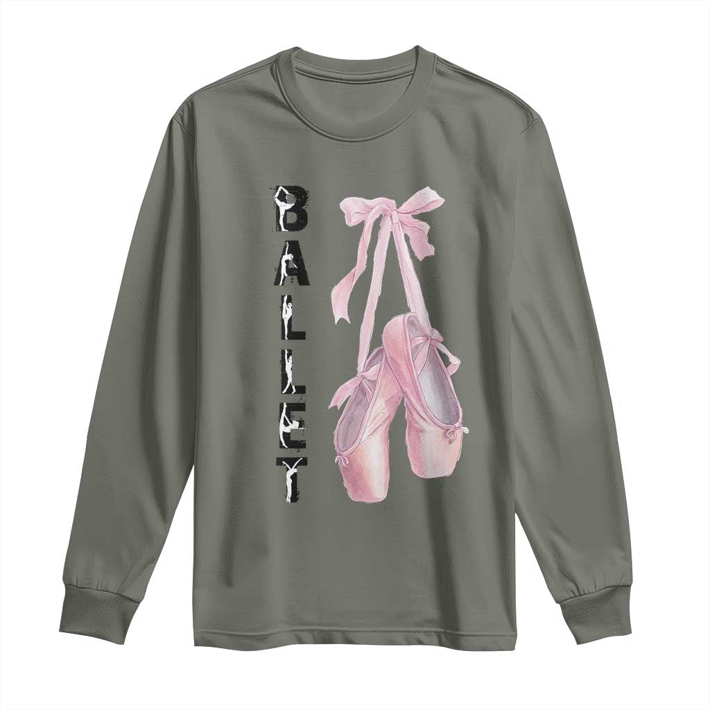 Ballerina Pointe Shoes Long Sleeve Shirt Gift For Cute Ballet Girl - Wonder Print Shop