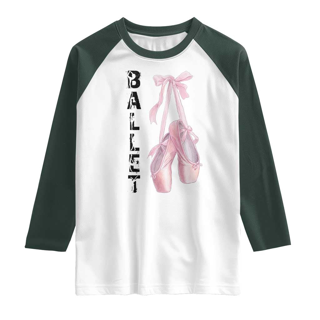 Ballerina Pointe Shoes Raglan Shirt Gift For Cute Ballet Girl - Wonder Print Shop