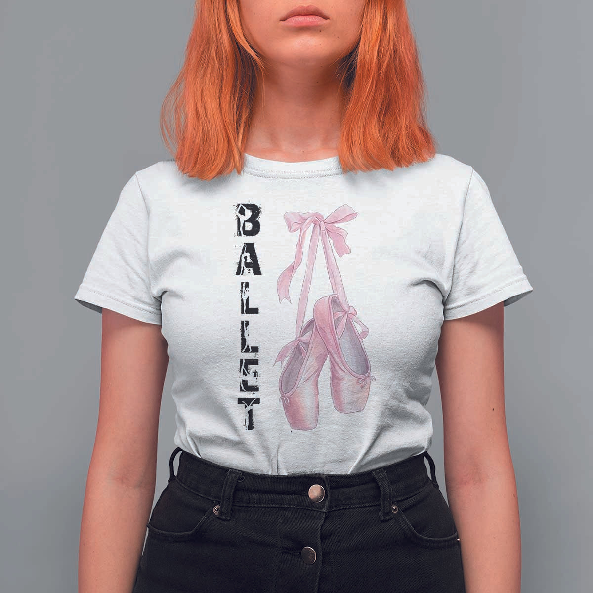 Ballerina Pointe Shoes T Shirt For Women Gift For Cute Ballet Girl - Wonder Print Shop