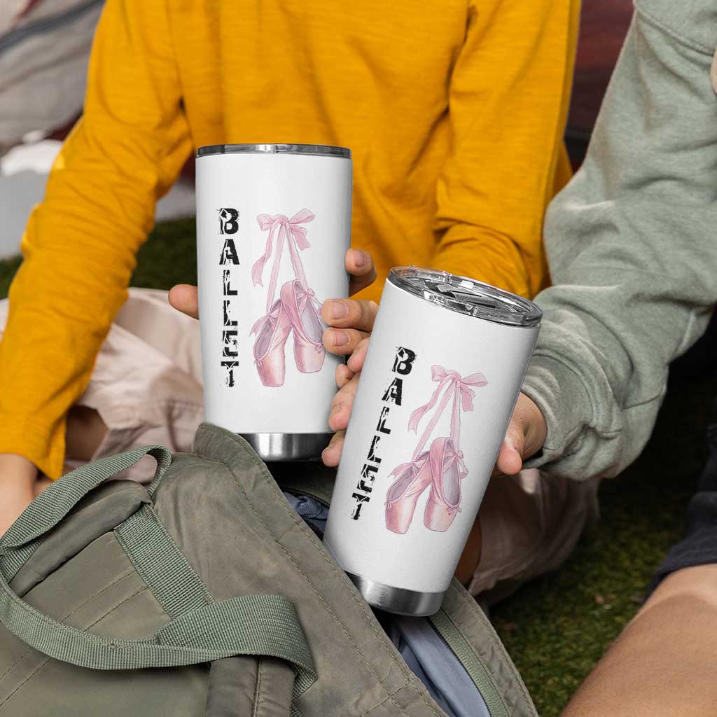 Ballerina Pointe Shoes Tumbler Cup Gift For Cute Ballet Girl