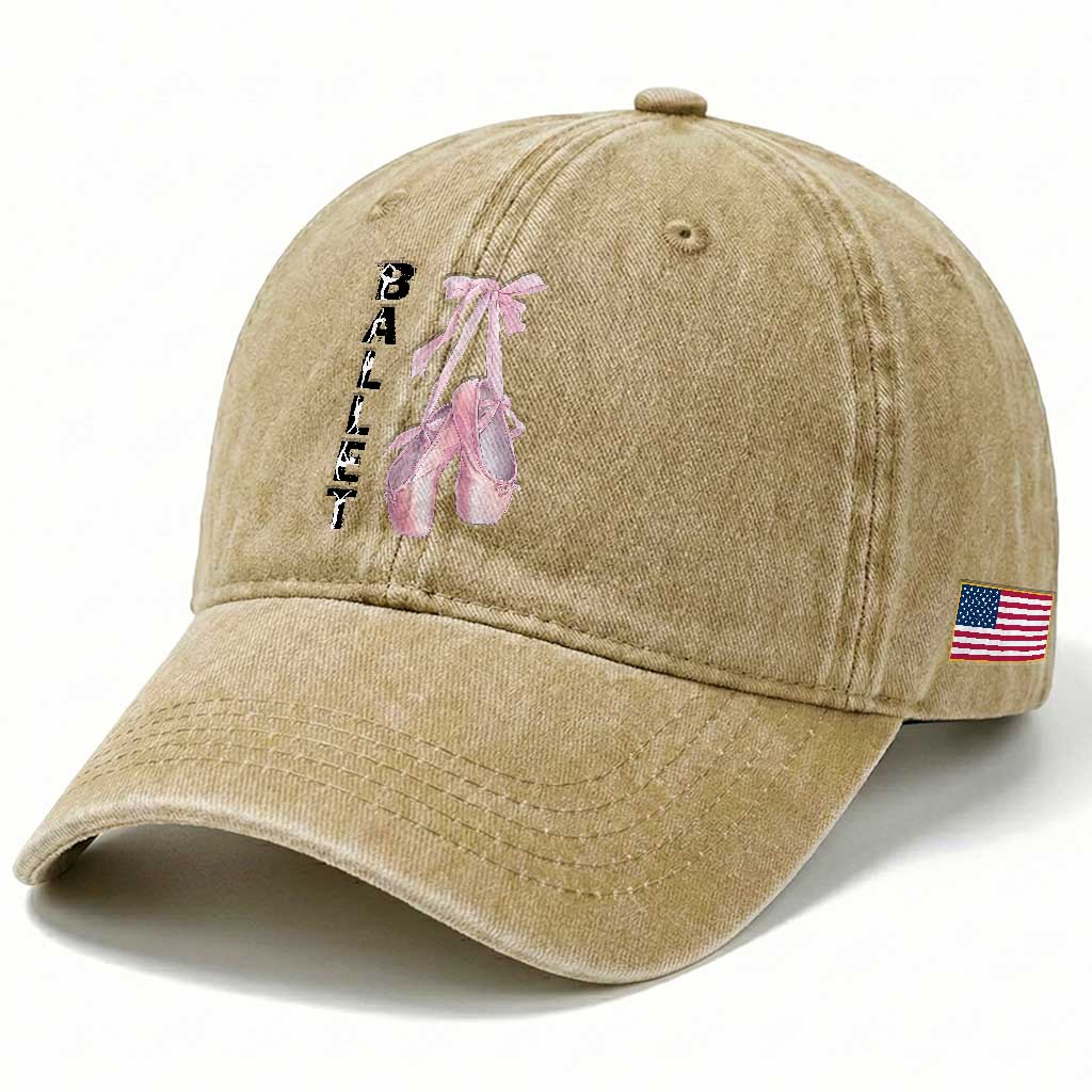 Ballerina Pointe Shoes Washed Cotton Baseball Cap Gift For Cute Ballet Girl