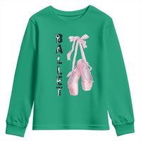 Ballerina Pointe Shoes Youth Sweatshirt Gift For Cute Ballet Girl - Wonder Print Shop