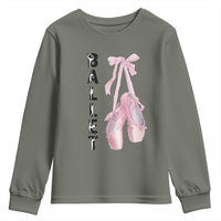 Ballerina Pointe Shoes Youth Sweatshirt Gift For Cute Ballet Girl - Wonder Print Shop
