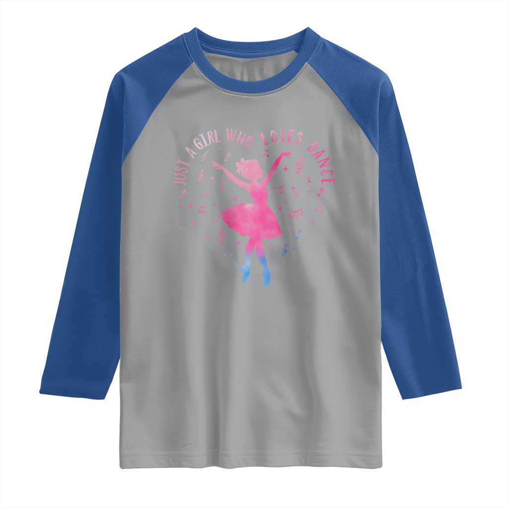 Just A Girl Who Loves Dance Raglan Shirt Gift For Cute Ballet Girl - Wonder Print Shop
