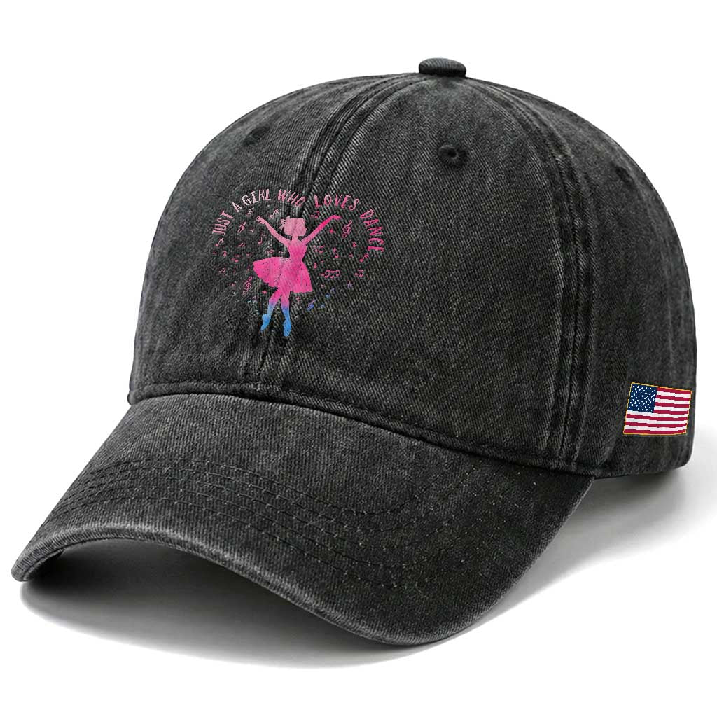 Just A Girl Who Loves Dance Washed Cotton Baseball Cap Gift For Cute Ballet Girl
