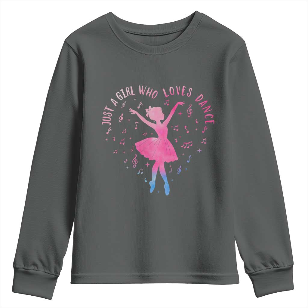 Just A Girl Who Loves Dance Youth Sweatshirt Gift For Cute Ballet Girl - Wonder Print Shop