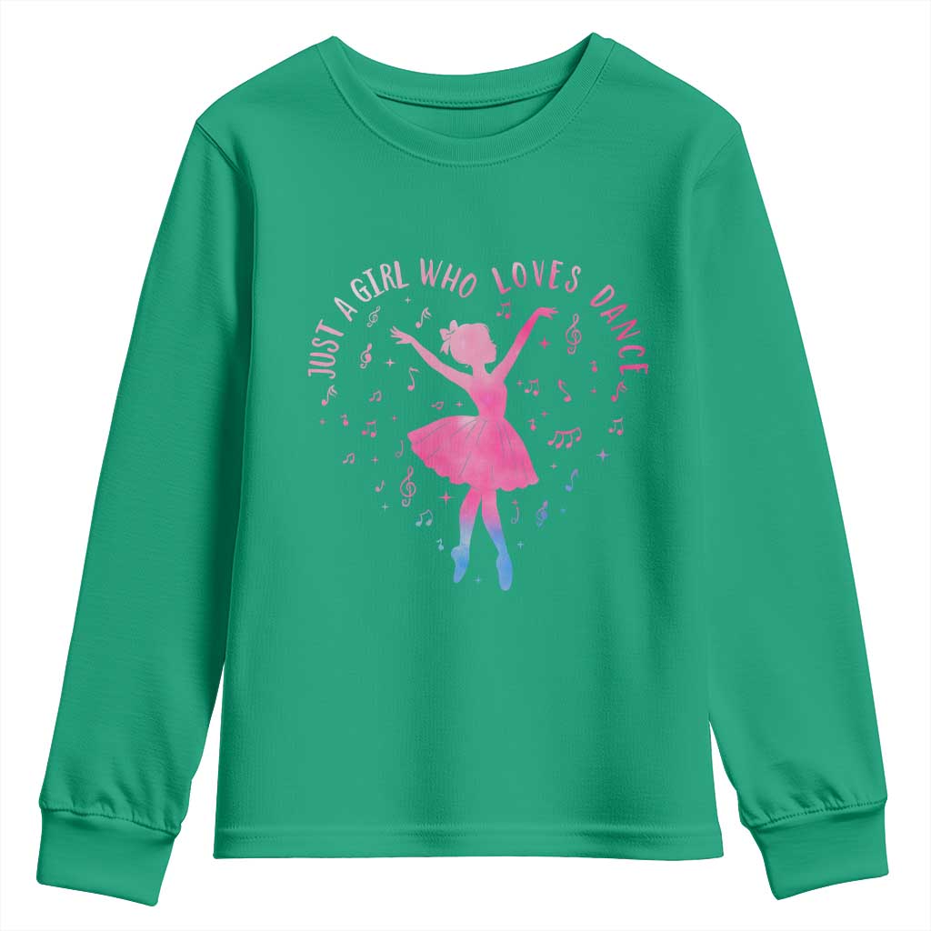 Just A Girl Who Loves Dance Youth Sweatshirt Gift For Cute Ballet Girl - Wonder Print Shop