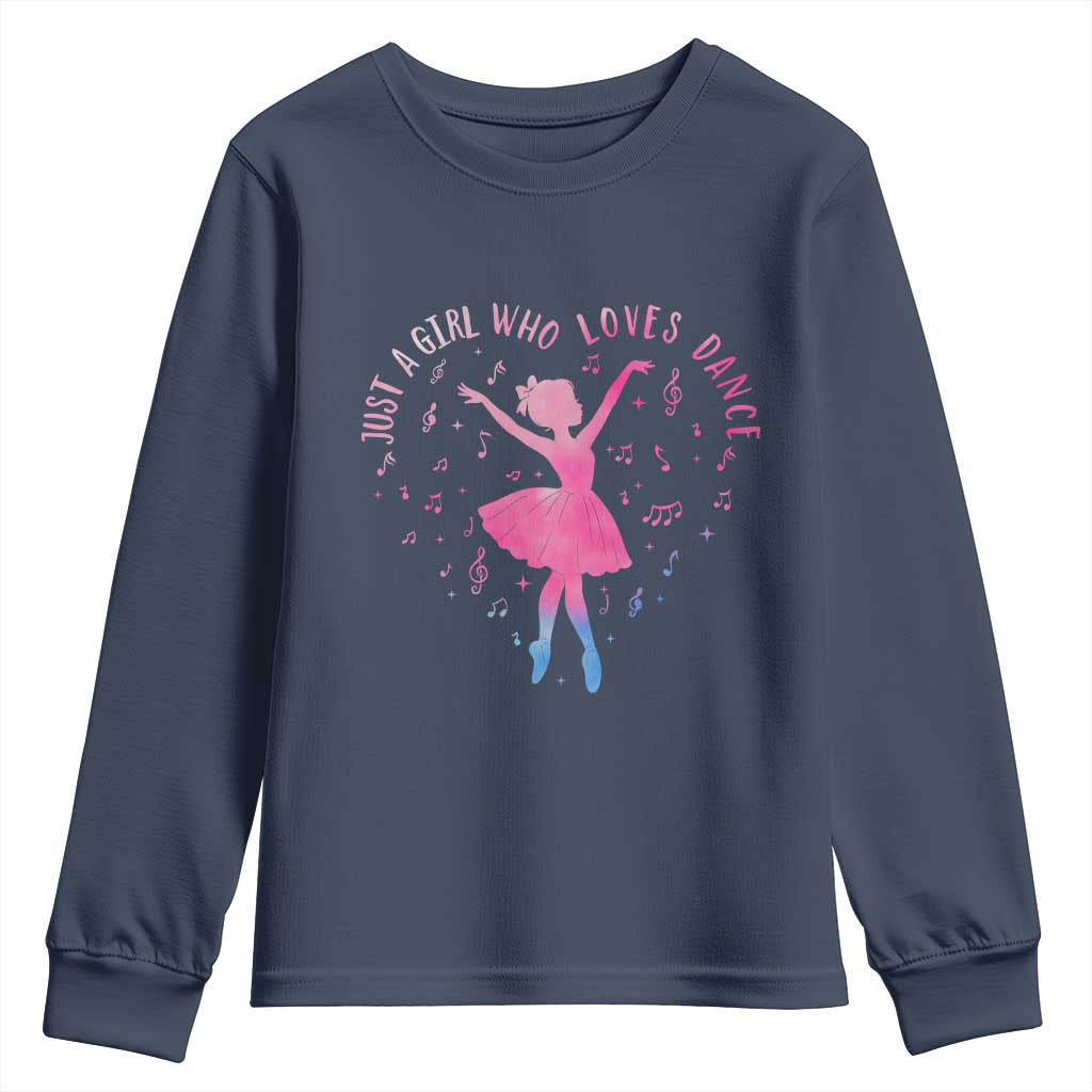 Just A Girl Who Loves Dance Youth Sweatshirt Gift For Cute Ballet Girl - Wonder Print Shop