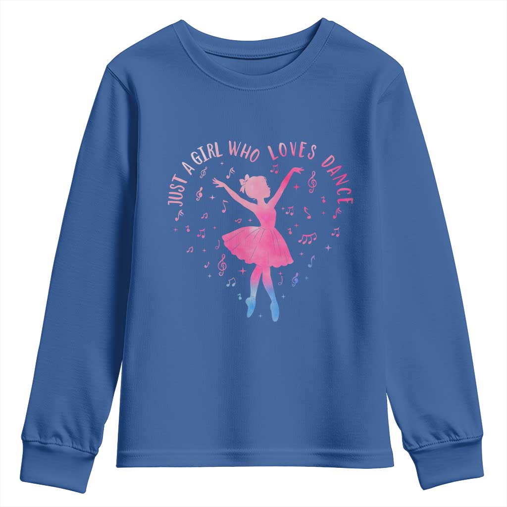 Just A Girl Who Loves Dance Youth Sweatshirt Gift For Cute Ballet Girl - Wonder Print Shop