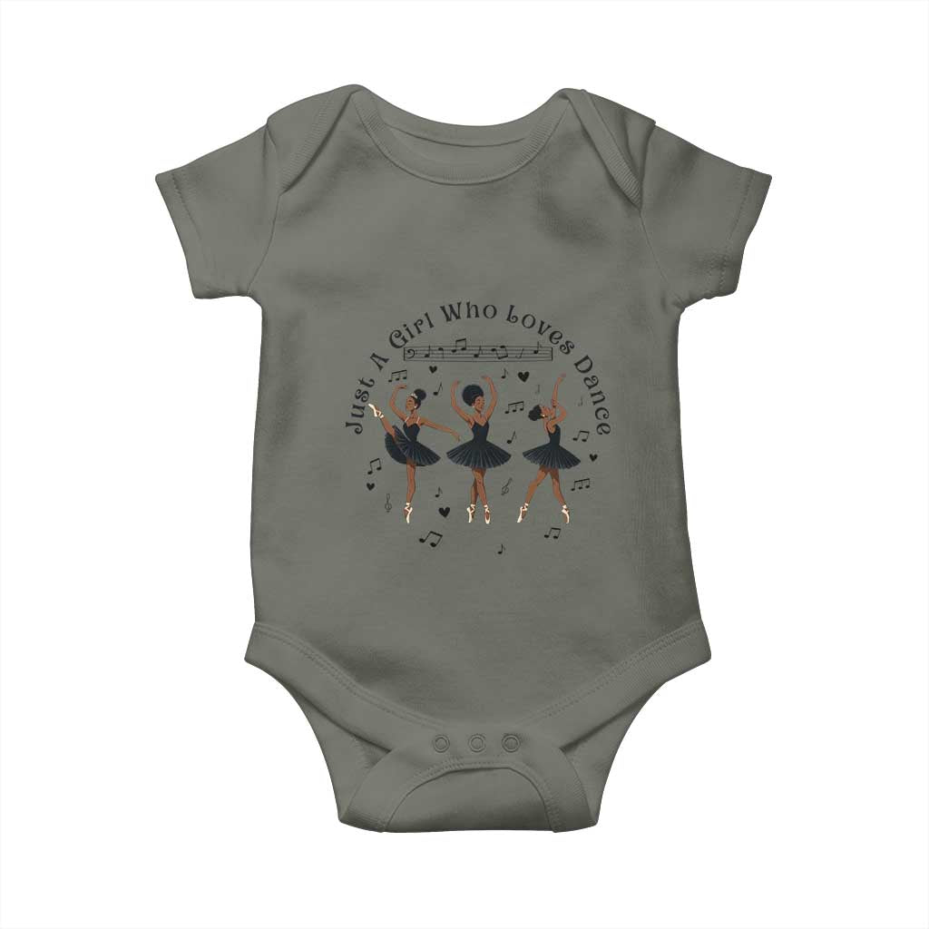 African American Ballet Dancer Baby Onesie Just A Girl Who Loves Dance - Wonder Print Shop
