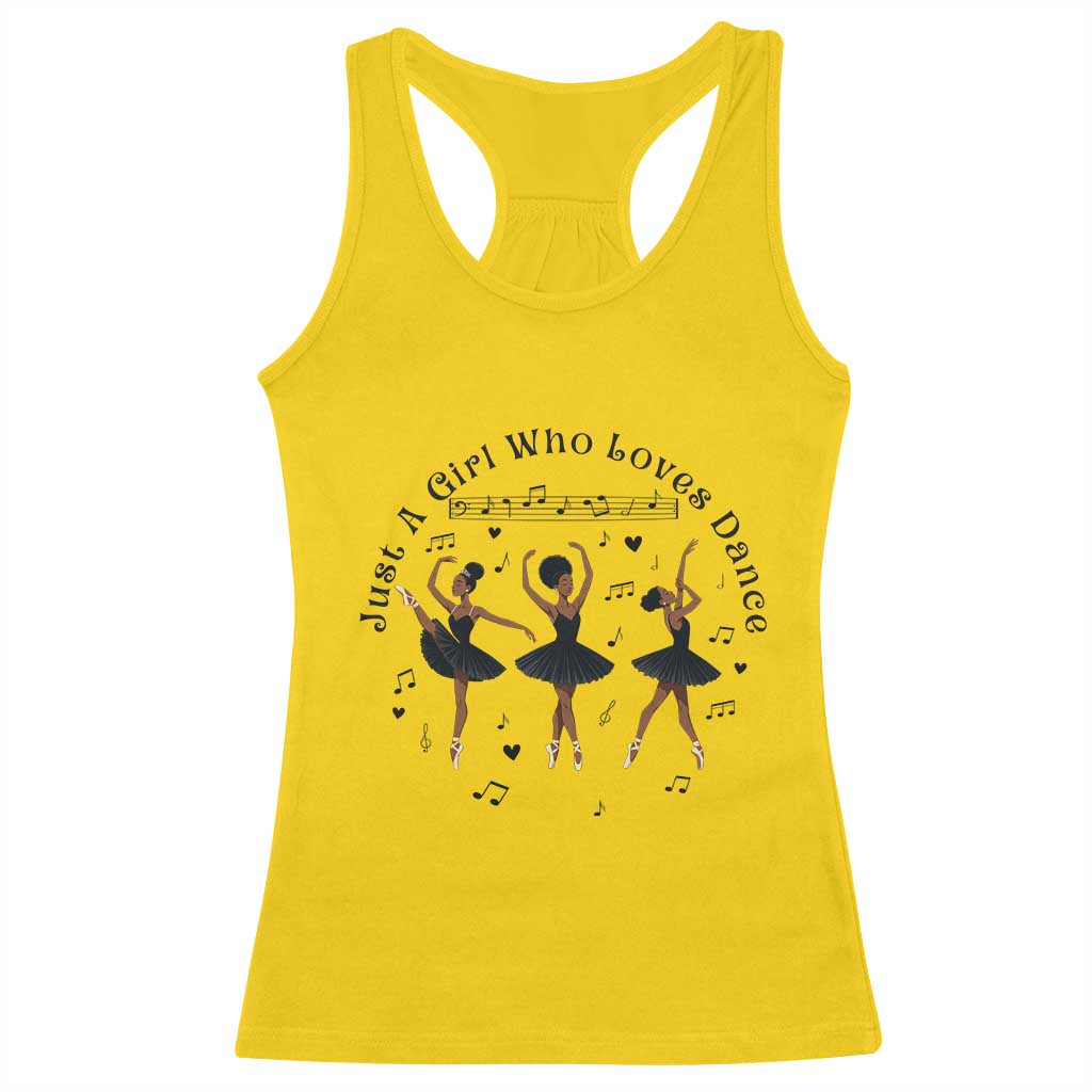 African American Ballet Dancer Racerback Tank Top Just A Girl Who Loves Dance - Wonder Print Shop