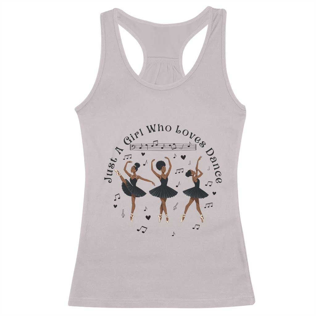 African American Ballet Dancer Racerback Tank Top Just A Girl Who Loves Dance - Wonder Print Shop