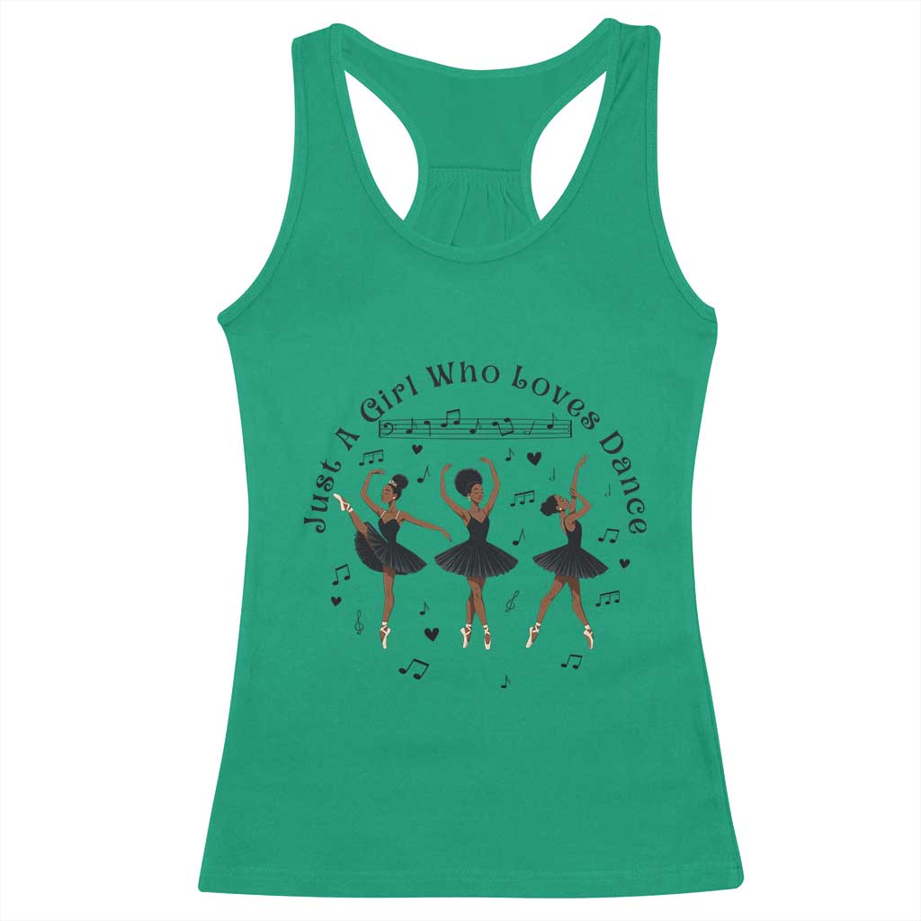 African American Ballet Dancer Racerback Tank Top Just A Girl Who Loves Dance - Wonder Print Shop
