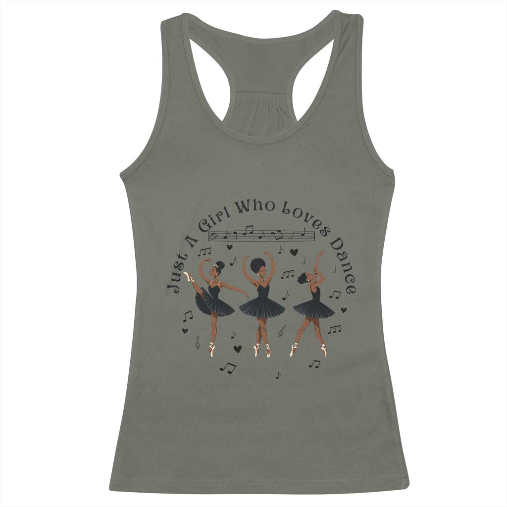 African American Ballet Dancer Racerback Tank Top Just A Girl Who Loves Dance - Wonder Print Shop