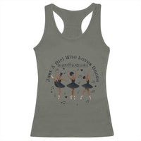 African American Ballet Dancer Racerback Tank Top Just A Girl Who Loves Dance - Wonder Print Shop