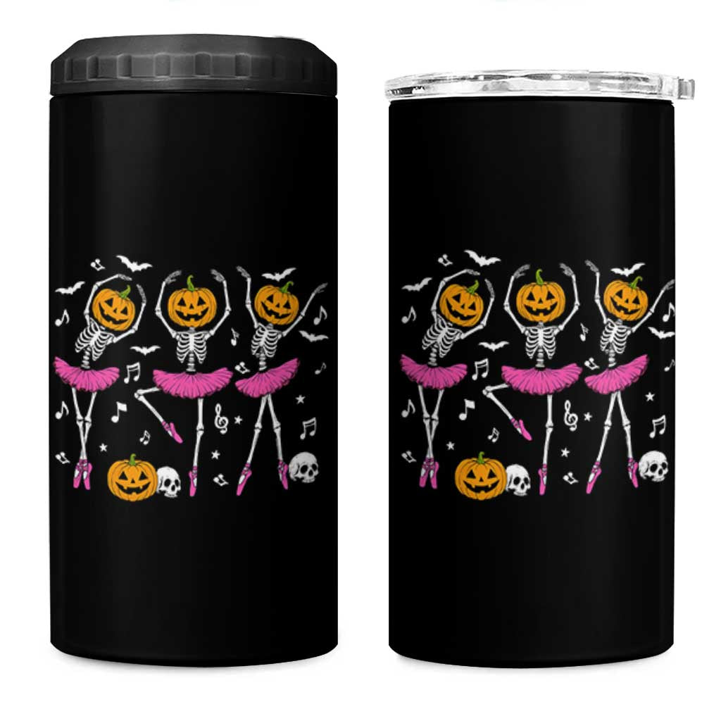 Ballet Skeleton Dance 4 in 1 Can Cooler Tumbler Funny Halloween Gift