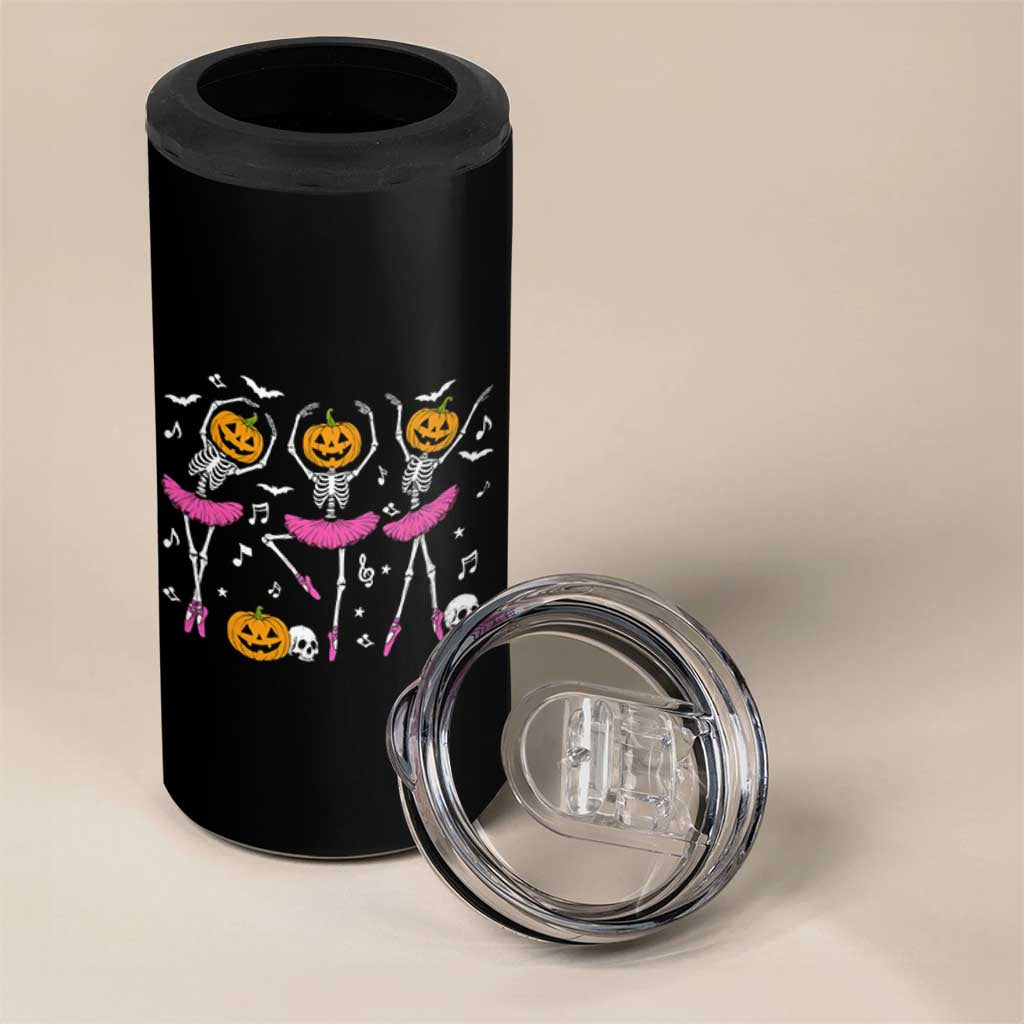 Ballet Skeleton Dance 4 in 1 Can Cooler Tumbler Funny Halloween Gift