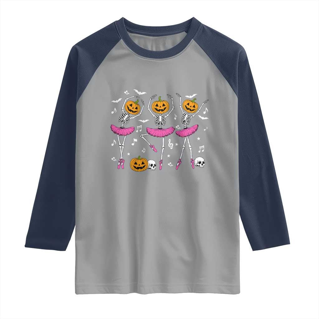 Ballet Skeleton Dance Raglan Shirt Funny Halloween Gift - Wonder Print Shop