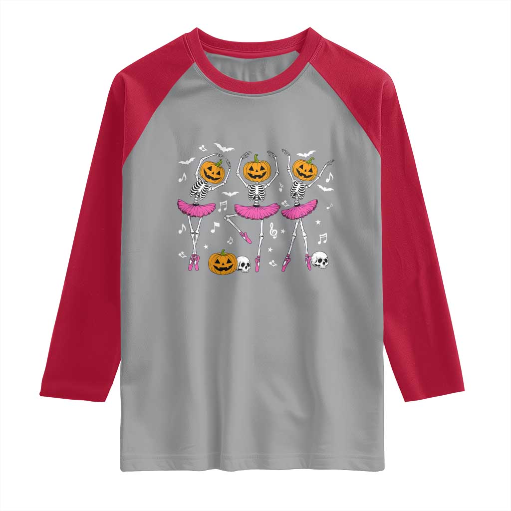 Ballet Skeleton Dance Raglan Shirt Funny Halloween Gift - Wonder Print Shop