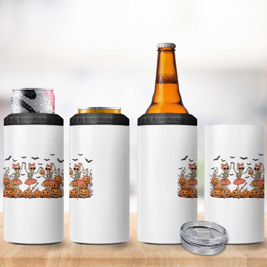 Funny Halloween Skeleton Dance 4 in 1 Can Cooler Tumbler Gift For Ballet Lover