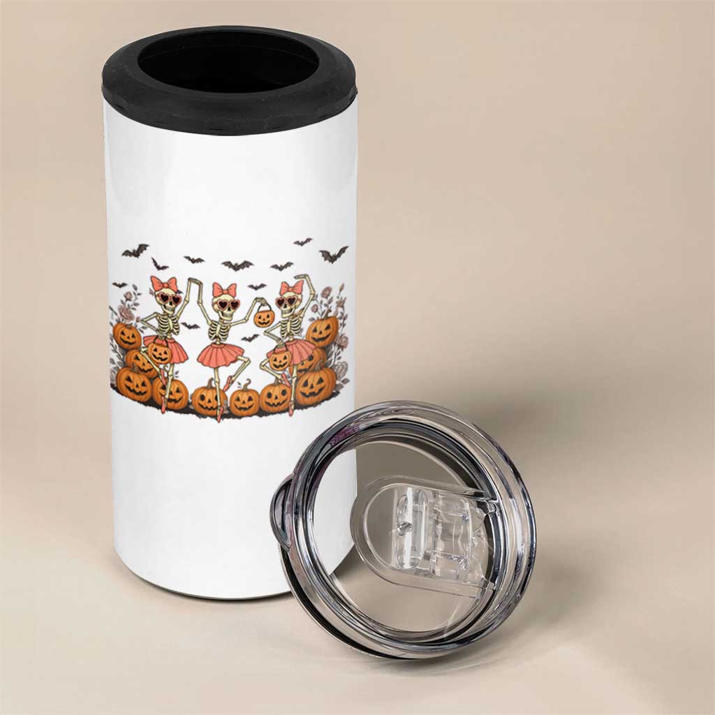 Funny Halloween Skeleton Dance 4 in 1 Can Cooler Tumbler Gift For Ballet Lover