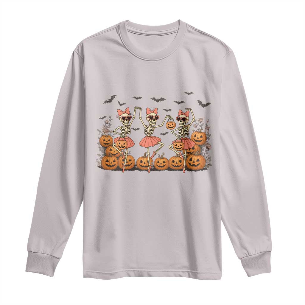 Funny Halloween Skeleton Dance Long Sleeve Shirt Gift For Ballet Lover - Wonder Print Shop