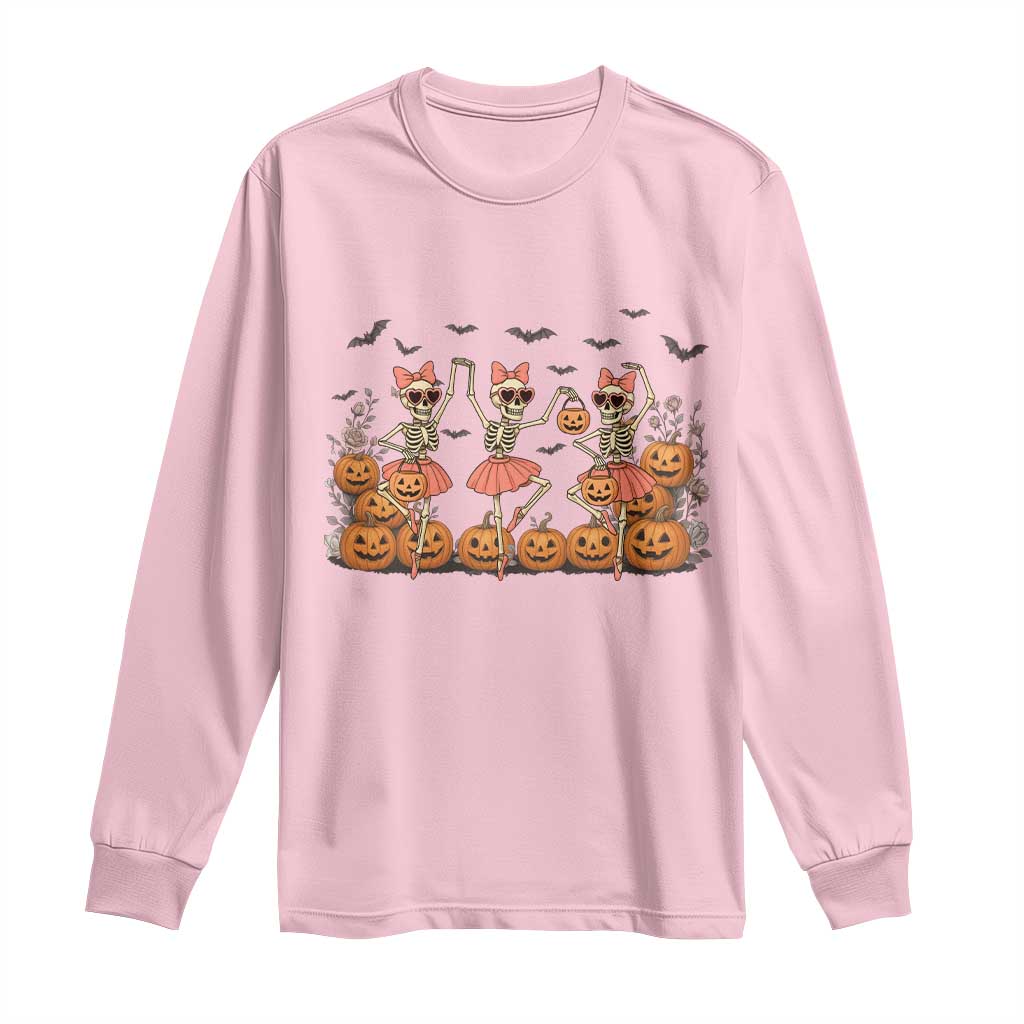 Funny Halloween Skeleton Dance Long Sleeve Shirt Gift For Ballet Lover - Wonder Print Shop