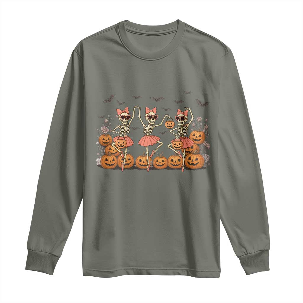 Funny Halloween Skeleton Dance Long Sleeve Shirt Gift For Ballet Lover - Wonder Print Shop