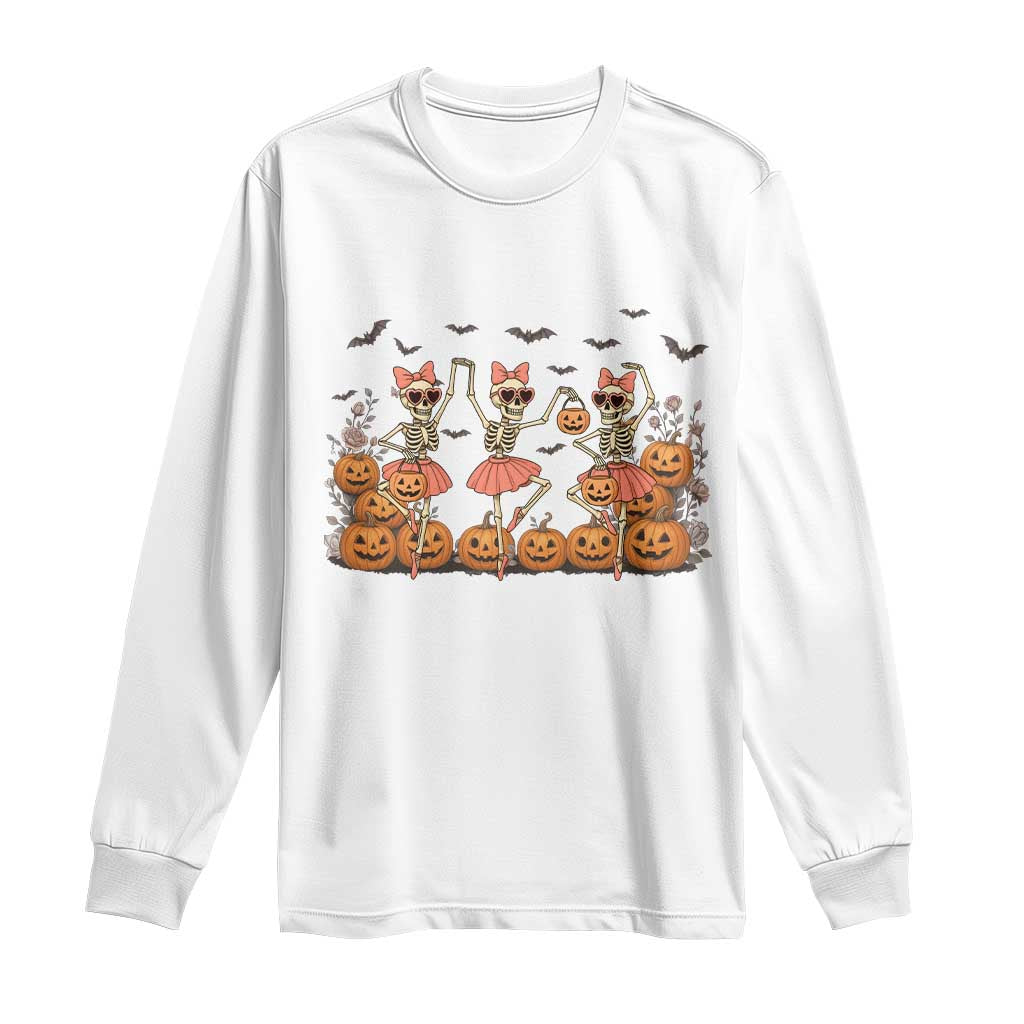 Funny Halloween Skeleton Dance Long Sleeve Shirt Gift For Ballet Lover - Wonder Print Shop