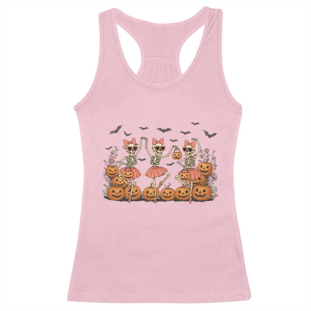 Funny Halloween Skeleton Dance Racerback Tank Top Gift For Ballet Lover - Wonder Print Shop