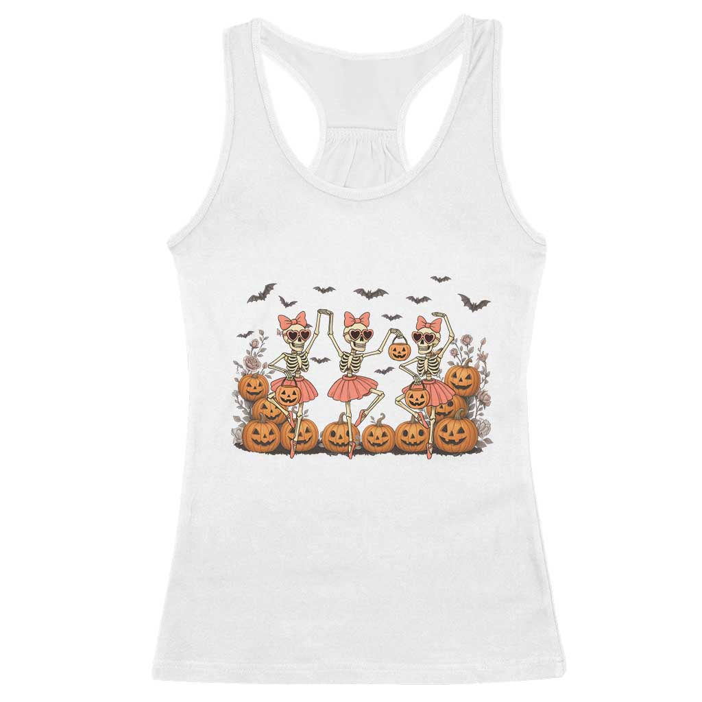 Funny Halloween Skeleton Dance Racerback Tank Top Gift For Ballet Lover - Wonder Print Shop