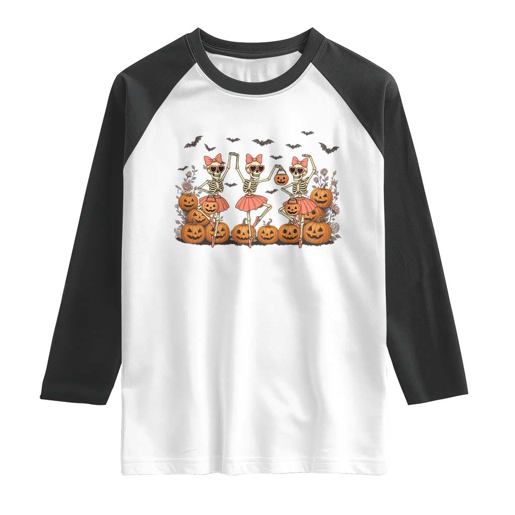 Funny Halloween Skeleton Dance Raglan Shirt Gift For Ballet Lover - Wonder Print Shop