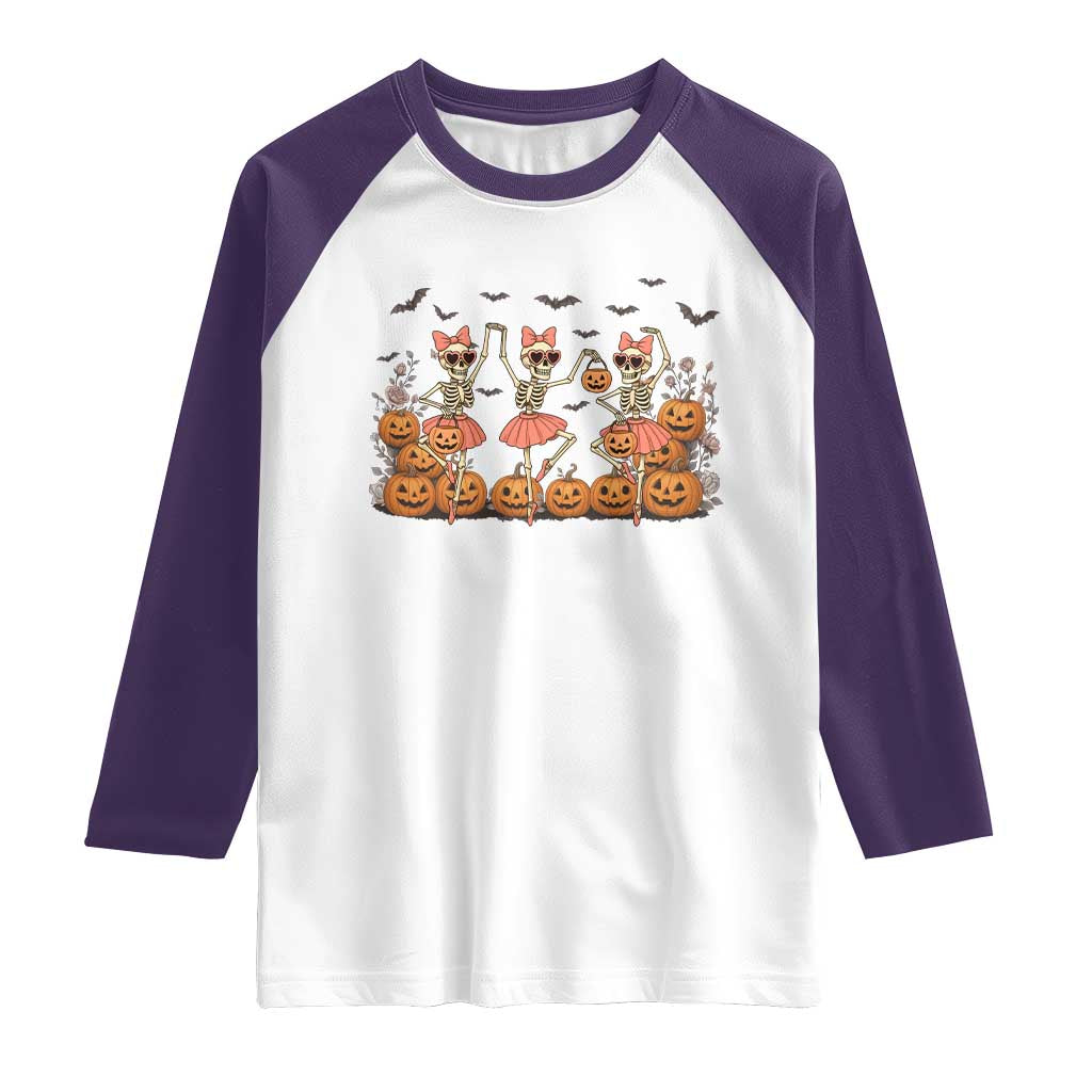 Funny Halloween Skeleton Dance Raglan Shirt Gift For Ballet Lover - Wonder Print Shop