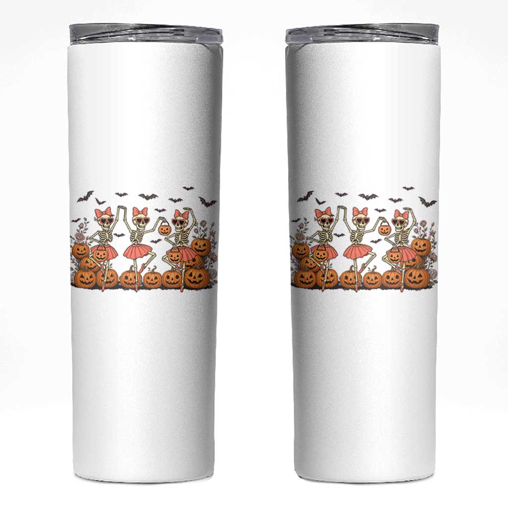 Funny Halloween Skeleton Dance Skinny Tumbler Gift For Ballet Lover
