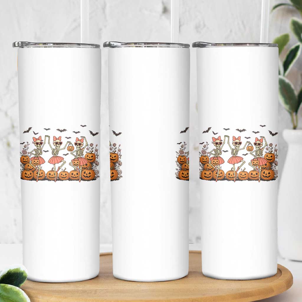 Funny Halloween Skeleton Dance Skinny Tumbler Gift For Ballet Lover